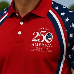 USA 250th Anniversary Golf Polo Shirt 1776-2026 American Flag Patriotic (S-5XL)