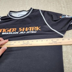 Tiger Shark Brazilian Jiu Jitsu Rash Guard Men Large Gameness Black Big Logo USA