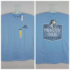 Mossy Oak Men’s Fishing T-Shirt Outdoors Sportsman Lightblue 2XL 50-52 summer