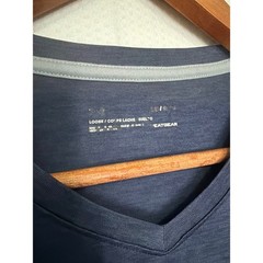 Under Armour HeatGear Mens V-Neck T-Shirt Navy Blue Heather Loose Fit Large