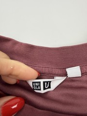 Uniqlo U Shirt Mens Medium Purple AIRism Relaxed Fit Cotton Tee Lightweight