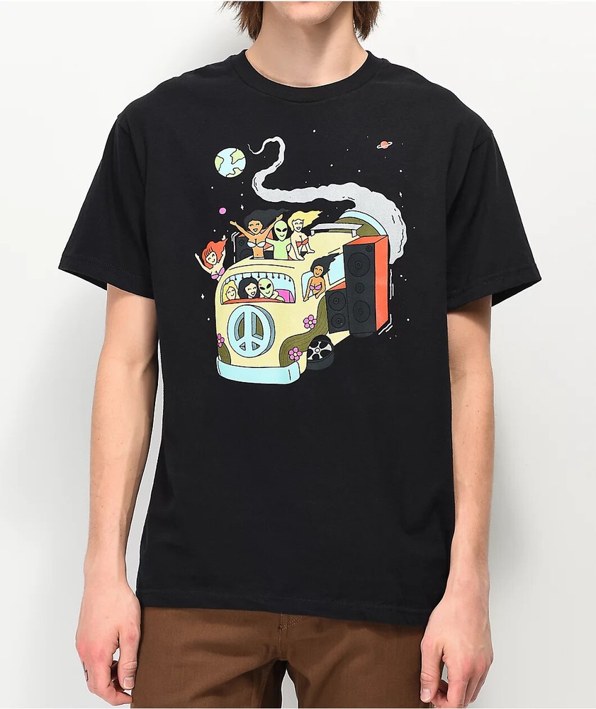 A-Lab Mens Take A Ride Alien Bus Funny Black T-Shirt New S, M, L, XL, 2XL, 3XL