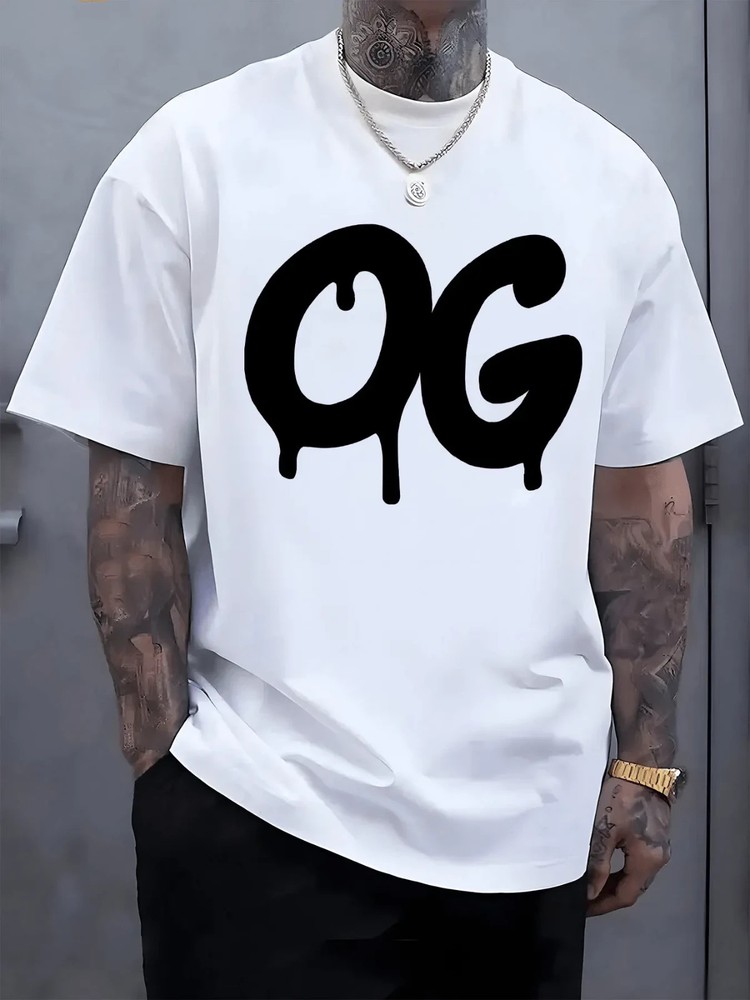 Men’s Plus Size Casual 100 Cotton Short Sleeve White T Shirt with Trendy Design