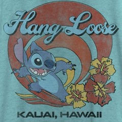 Lilo & Stitch Tank Top Womens L Hang Loose Kauai Hawaii Racerback Teal Graphic