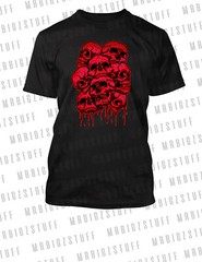 Red Skulls Graphic Sneaker Tee Skull Pile Gothic T-Shirt Big & Tall Small T