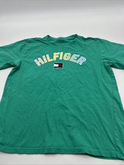 Tommy Hilfiger T-Shirt youth Boy X-Large Graphic Print Logo Green..#31603