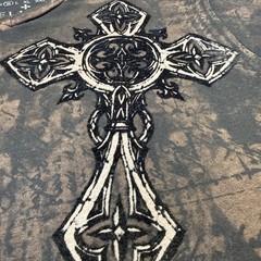Affliction T-Shirt Mens Medium Black V-Neck Angel Wings Cross Bleach Wash Y2K M