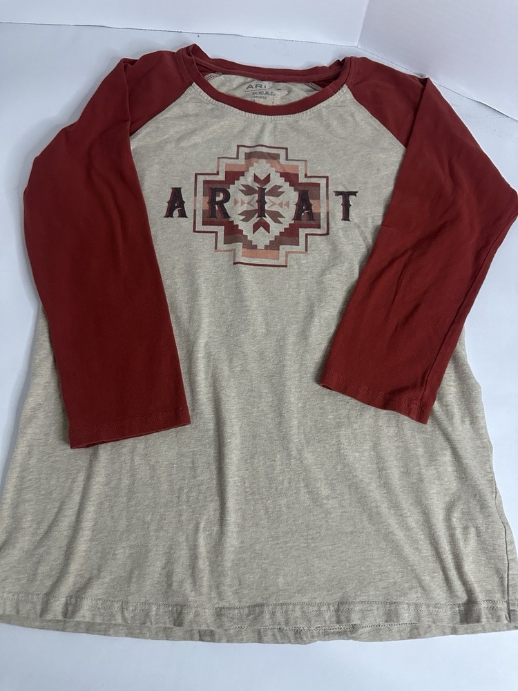 Ariat Women’s Classic Fit 3/4 Sleeve Raglan Graphic Tee Beige/Red L