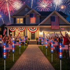 8-Piece Flag Light Set, 4Th of July Decorations 8 Lighting Modes, 8-In-1 America
