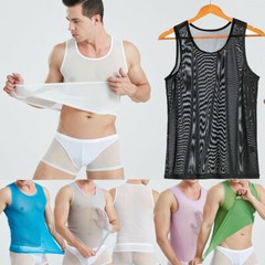 Sexy Men See Through T Shirt Sports Muscle Mesh Undershirt Clubwear Transparent