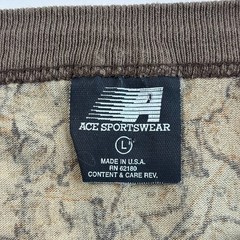 Vintage Ace Sportswear Single Stitch Sniper Camo Mens T-Shirt L Brown Ringer 80s