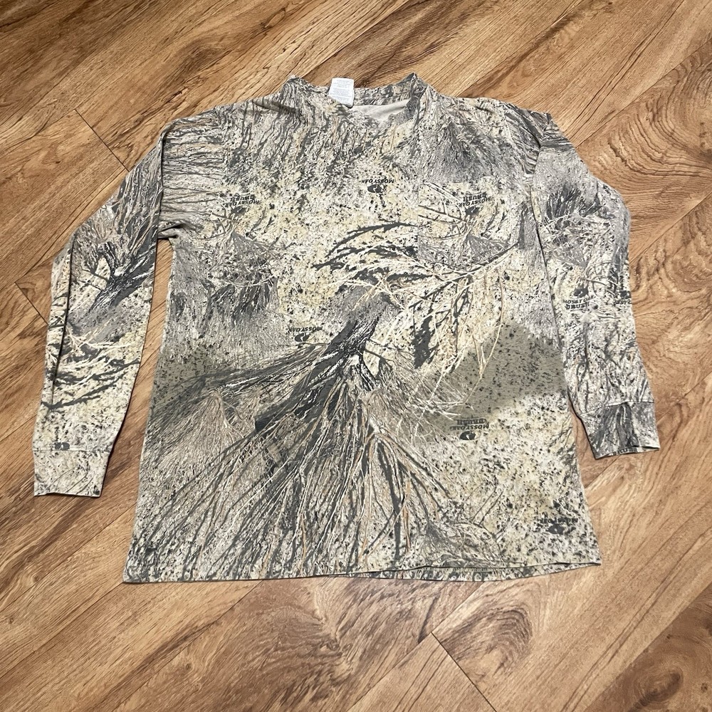 Vintage Mossy Oak Tshirt Men Size Large Hunting 3D Brush Camouflage Hunt Pocket