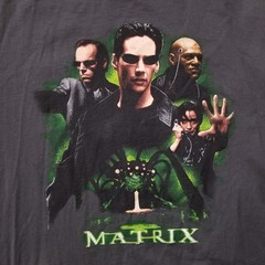 Matrix Men Graphic T-Shirt Large Gray Short Sleeve 100% Cotton Crew Neck Stretch