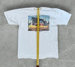dirt track race car t shirt size large white graphic Crowd Pleaser retro