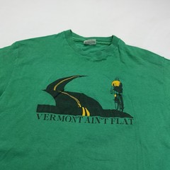 Vtg 90s Hanes Cycling Vermont Aint Flat Biking Joke Mens T-Shirt XL Green USA