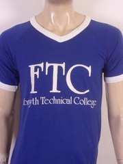 vintage 80s FTC Forsyth Technical College T-Shirt single stitch Raglan Ringer M