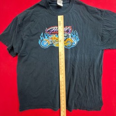 Vintage 90’s Y2K Men’s Perewitz Motorcycles Bike Harley Flames T-Shirt Black