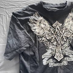 Vintage Avirex Shirt, Men’s XL ,Cross W/ Wings, Heavy Weight, Tee Y2K, Black