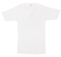 Mens V-neck short sleeve undershirt,100% cotton, Jack&Jill, white