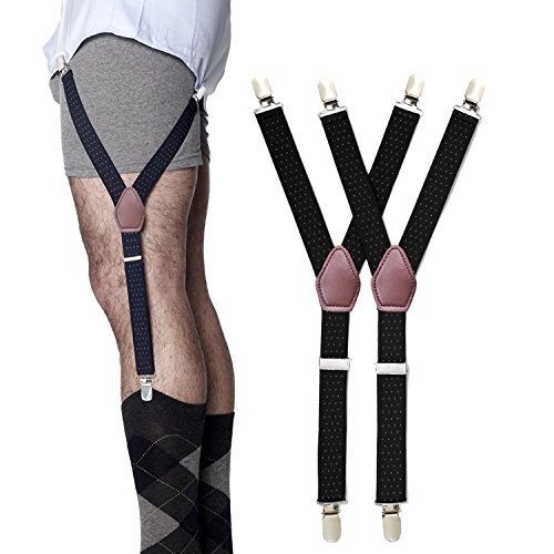 Y-Style Shirt Stays with Non-Slip Locking Clamps and Adjustable Elastic Straps