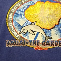 Kauai Hawaii The Garden Isle Graphic Tee Dolphin Tropical Blue 2X Shirt