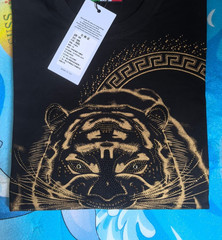 New Fashion Men Trend Tiger Drills Rhinestone Diamond Streetwear Luxury T-Shirt