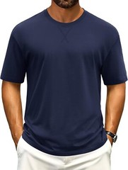 Men’s Cotton Drop Shoulder T Shirt Loose Fit Soft Casual Short Sleeve Summer Tee