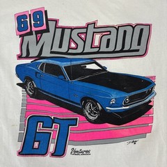 Vintage 1969 Ford Mustang GT Shirt Men Large White Steadman Single Stitch USA