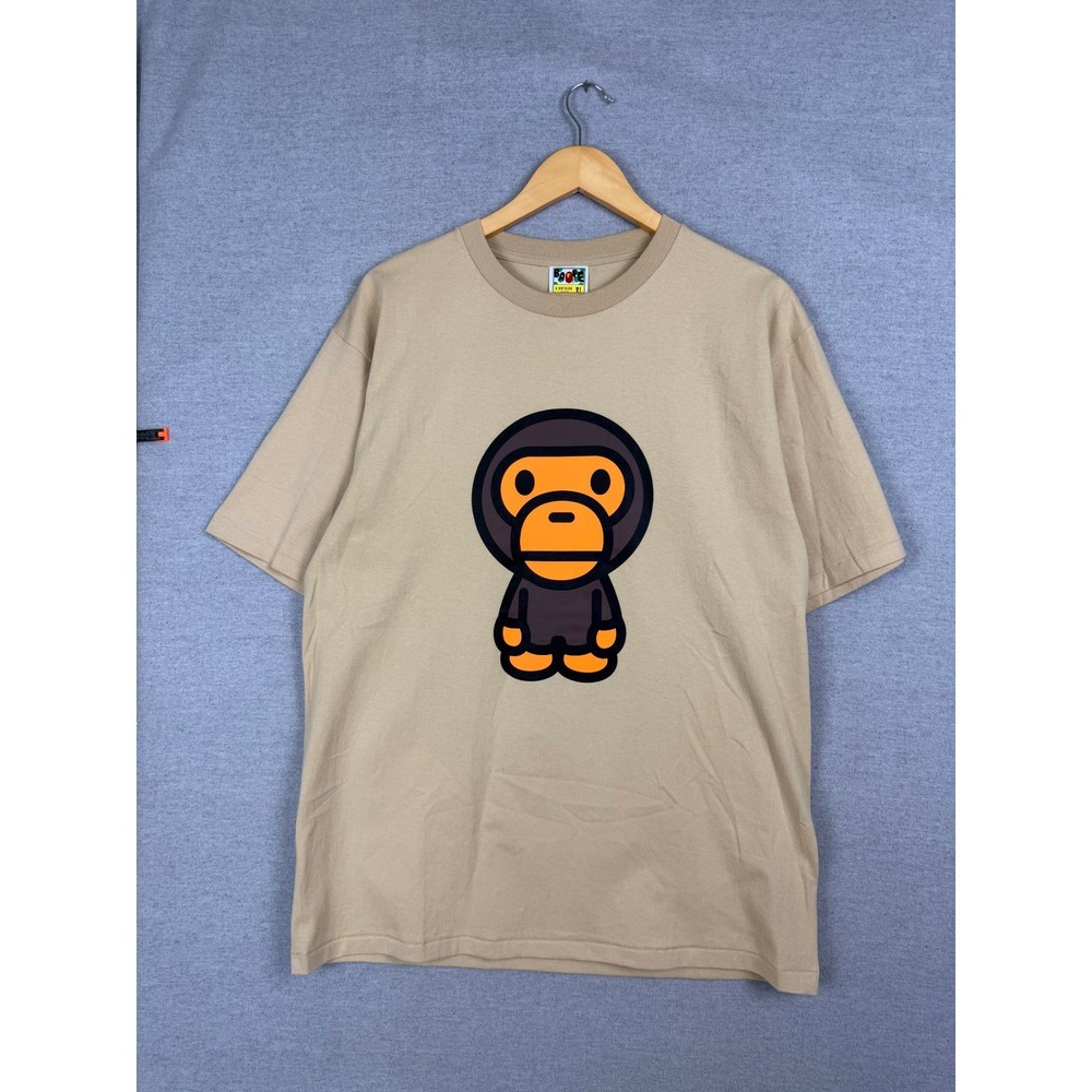 A Bathing Ape BAPE Baby Milo Tan Beige Graphic T-Shirt XL 002TEJ801002M