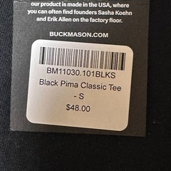 Buck Mason Pima Classic Tee Mens Size S Black Made in USA Supima NWT