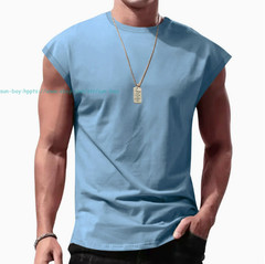 Mens Sleeveless T-Shirts Workout Tank Tops Cut Off Shirts Gym Summer Casual Tee