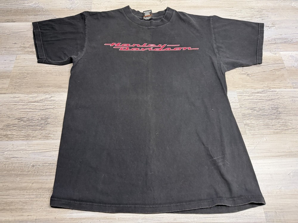 Vintage Harley Las Vegas T-Shirt Nevada Double Sided Black Large Short Sleeve