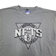 Brooklyn Nets Basketball NBA Mens Tee Shirt Gray XL Ringspun Fabric Blue 84 NWT