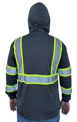 Hoodie Grey High Visibility Safety Shirt With Reflective Stripes