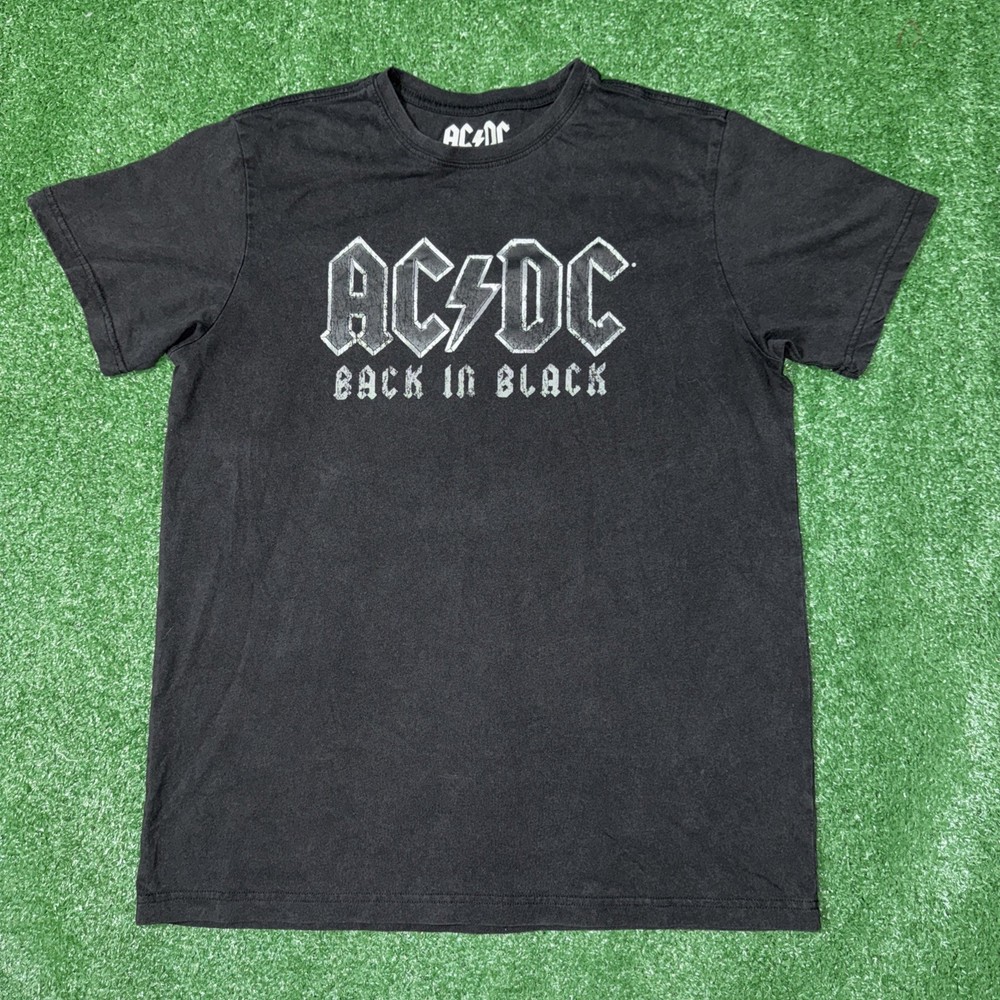 AC/DC Shirt Men’s Medium Black Graphic Print Back In Black Short Sleeve Tee