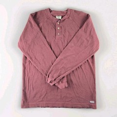 Woolrich Men’s M Burgandy Red Henley Long Sleeve Shirt Waffle Knit Cotton