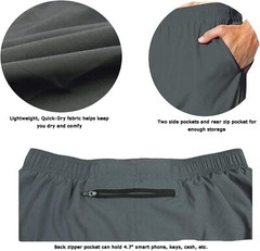 EZRUN Men’s 5 Inches Running Workout Shorts Quick Dry Lightweight Small, Grey