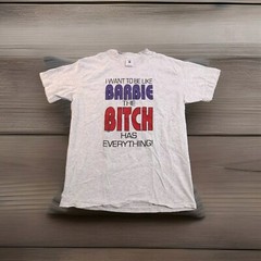 Vtg 90s I Want To Be Like Barbie T Shirt Single Stitch L Gray Licensed USA EUC