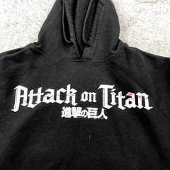 Attack On Titan Hoodie Mens Small Black Red Long Sleeve Drawstring Anime