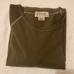 J.Crew Long Sleeve T-Shirt Mens XL Olive Brown Cotton Raglan Contrast Stitch Tee