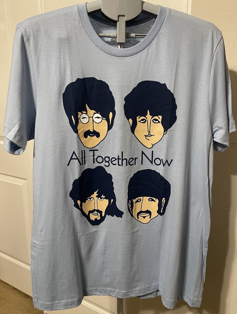 Official The Beatles All Together Now Yellow Submarine Blue Faces Medium NWOT