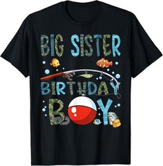 Big Sister of The Birthday Boy Bass Fishing Family Matching T-Shirt