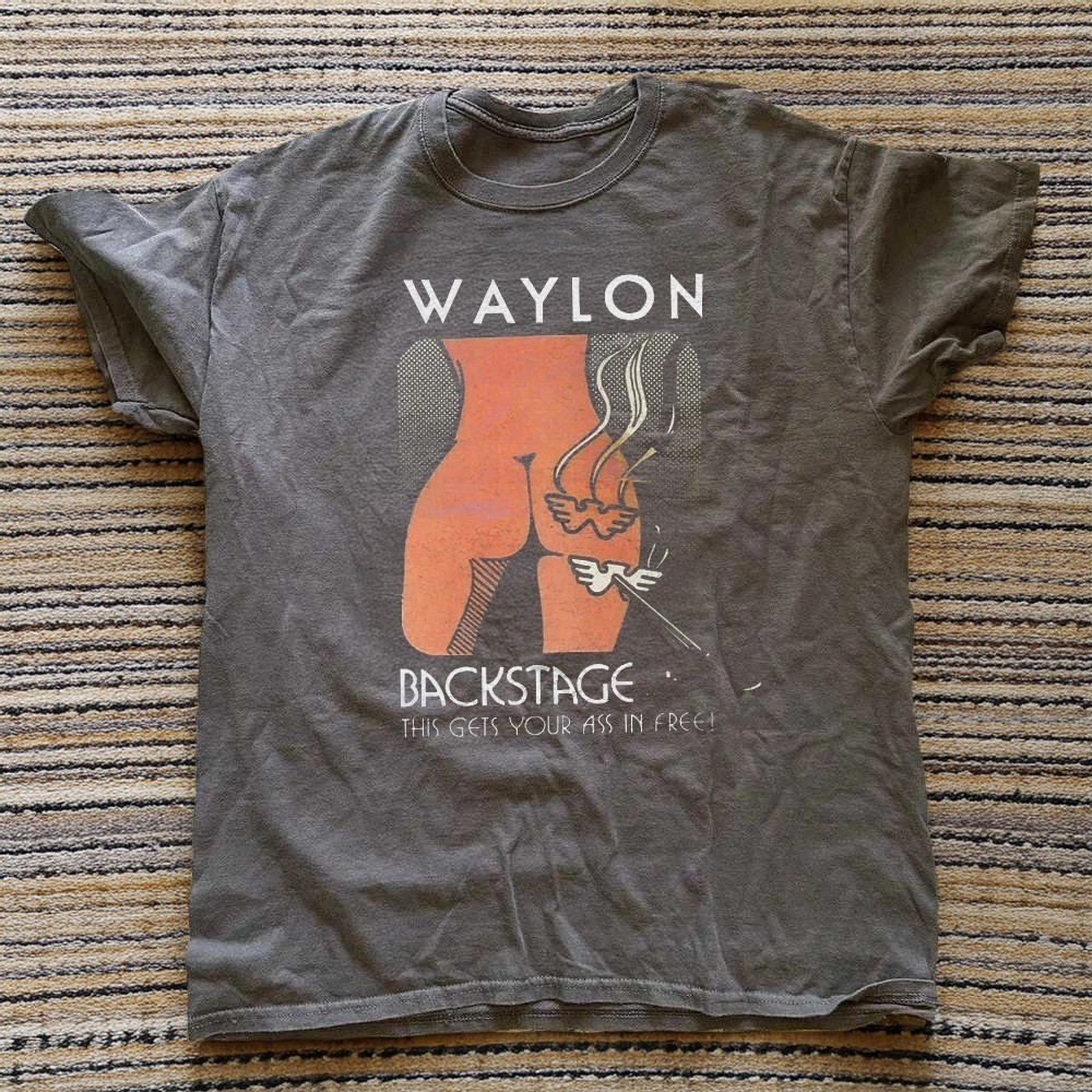 HOT! Waylon Jennings Backstage Pass Short Sleeve Charcoal Unisex T-shirt