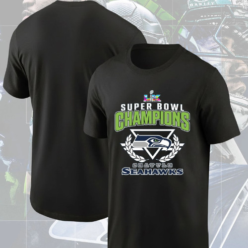 Seattle Seahawks 2026 Super Bowl LX Champions NFL Black T Shirt