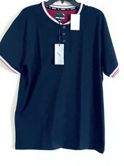 STONE FALCON HENLEY NECK BRND NEW $69 SHORT SLEEVE COTTON JUNIOR XL NAVY T-SHIRT