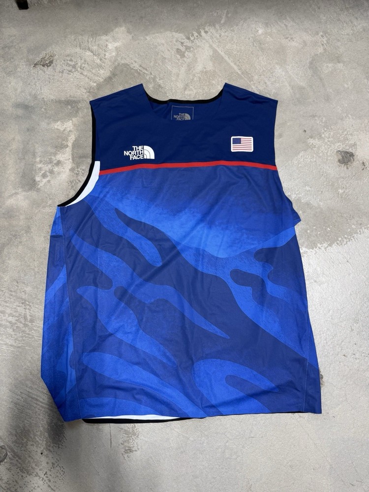 The North Face Rock Climbing USA Team Tank Top Rare Blue White Men’s Size Large