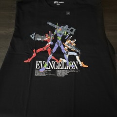 UNIQLO NEON GENESIS EVANGELION BLACK TSHIRT SIZE LARGE NWT (REI ASUKA SHINJI)