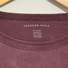 American Eagle Mens Rust Red Long Sleeve Crew Neck Pullover Shirt Size 2XL