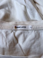 Marine Layer Shirt Large Men’s White Long Sleeve 4 Stripe Casual Crewneck