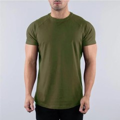 Plain Summer Cotton Breathable Short Sleeve Shirts Gym Sport Workout Muscle Runn